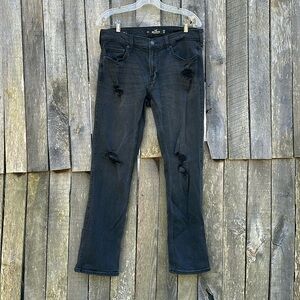 Men’s Hollister Slim straight Advanced Stretch Black Distressed Jean size 32x32